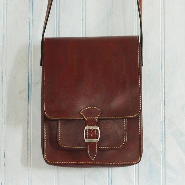 Alternate image for Andean Leather Crossbody Messenger Bag from Peru Little Adventure