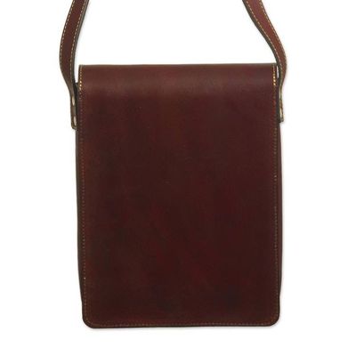 Alternate image for Andean Leather Crossbody Messenger Bag from Peru Little Adventure