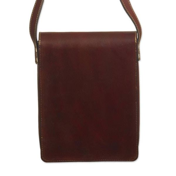 Alternate image for Andean Leather Crossbody Messenger Bag from Peru Little Adventure