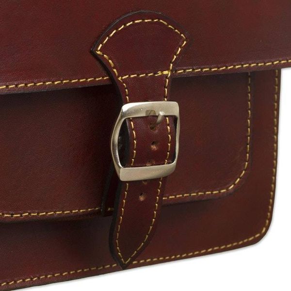 Alternate image for Andean Leather Crossbody Messenger Bag from Peru Little Adventure