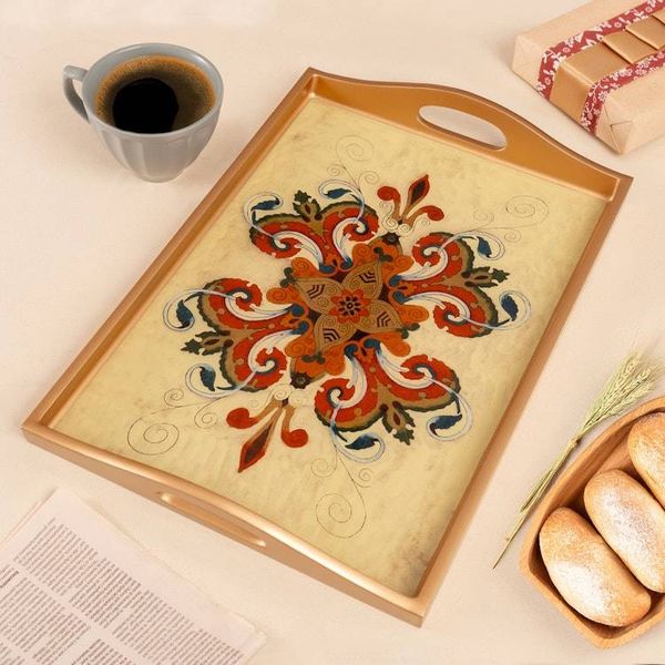 Alternate image for Handcrafted Glass Serving Tray Golden Era