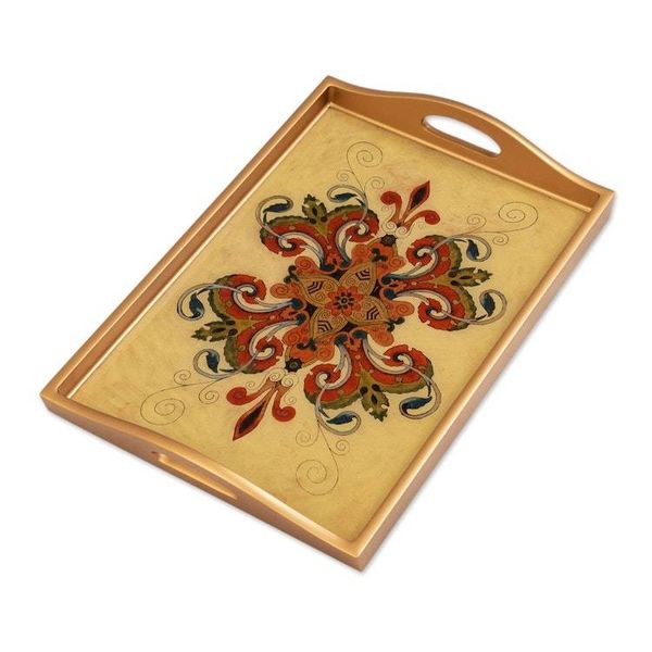 Alternate image for Handcrafted Glass Serving Tray Golden Era