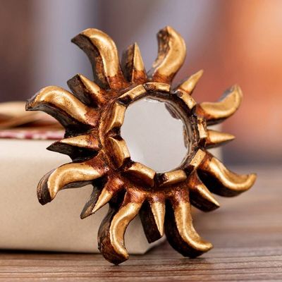 Alternate image for Sun-Shaped Mirrored Wood Wall Accent with Bronze Gilt Blazing Sun