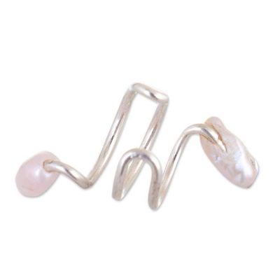 Alternate image for Polished Sterling Silver Ear Cuff with Cultured Pearls Marine Spirals