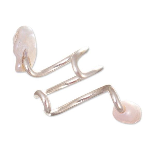 Alternate image for Polished Sterling Silver Ear Cuff with Cultured Pearls Marine Spirals