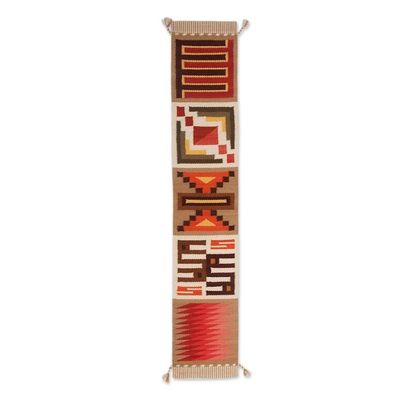 Alternate image for Handwoven Wool Blend Geometric Table Runner from Peru Harmony in Form
