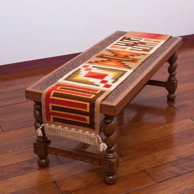 Alternate image for Handwoven Wool Blend Geometric Table Runner from Peru Harmony in Form