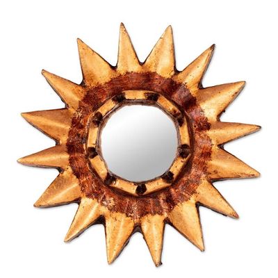 Alternate image for Sun-Shaped Antiqued Bronze-Gilded Mirrored Wood Wall Accent Resplendent Sun
