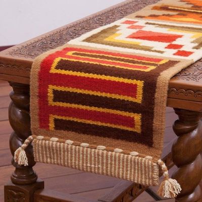 Alternate image for Handwoven Wool Blend Geometric Table Runner from Peru Harmony in Form