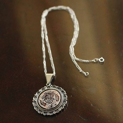 Alternate image for Peruvian Mate Gourd Pendant Necklace Daisy Butterfly