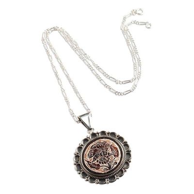 Alternate image for Peruvian Mate Gourd Pendant Necklace Daisy Butterfly
