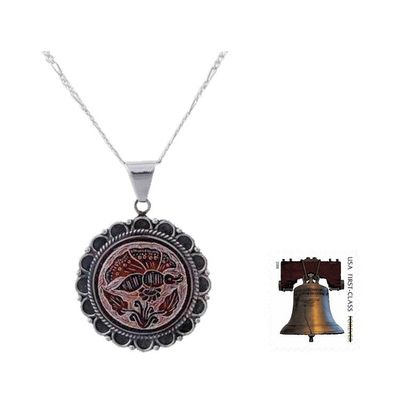 Alternate image for Peruvian Mate Gourd Pendant Necklace Daisy Butterfly