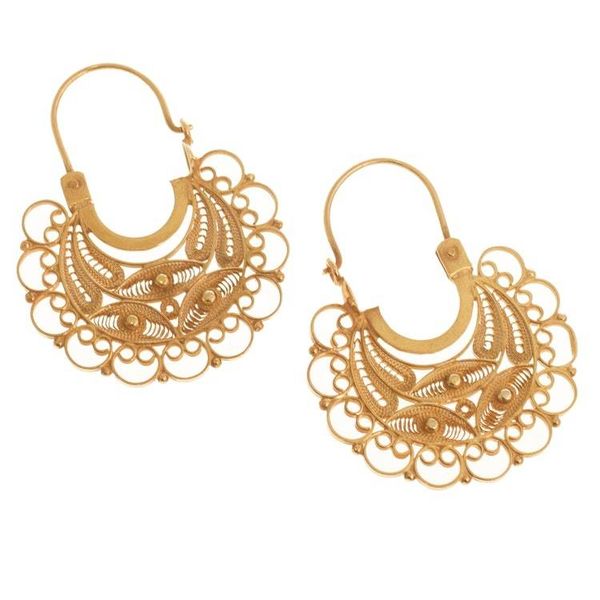 Alternate image for 24k Gold-Plated Filigree Hoop Earrings Golden Lace