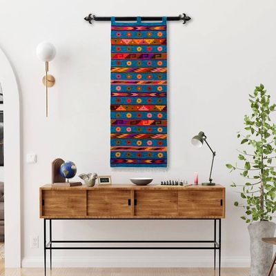 Alternate image for Inca-Inspired Handloomed Colorful Wool Tapestry from Peru Inca Testimony