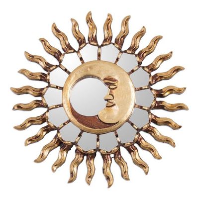 Alternate image for Moon-Themed Bronze Leaf Wall Mirror from Peru Bright Eclipse