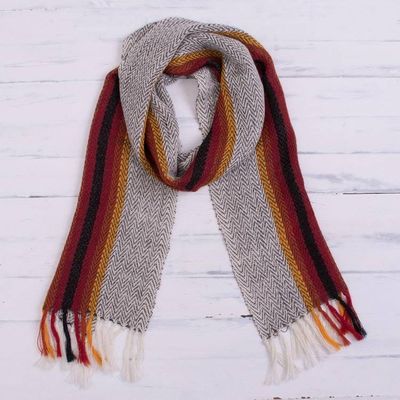 Alternate image for Handwoven 100 Alpaca Scarf in Grey from Peru Grey Passion