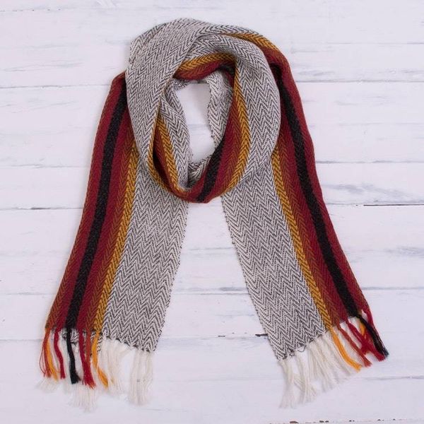 Alternate image for Handwoven 100 Alpaca Scarf in Grey from Peru Grey Passion