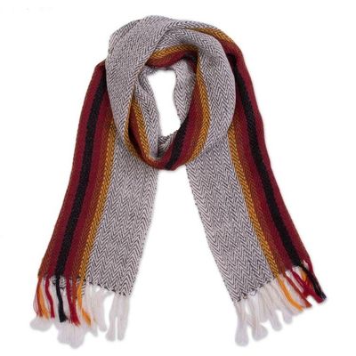 Alternate image for Handwoven 100 Alpaca Scarf in Grey from Peru Grey Passion