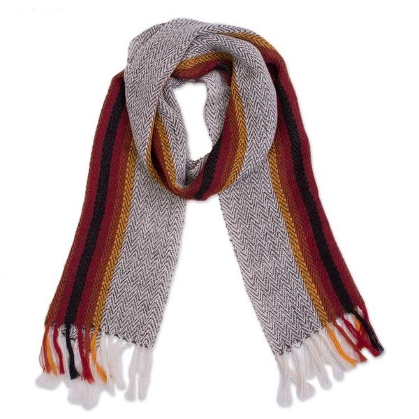 Alternate image for Handwoven 100 Alpaca Scarf in Grey from Peru Grey Passion