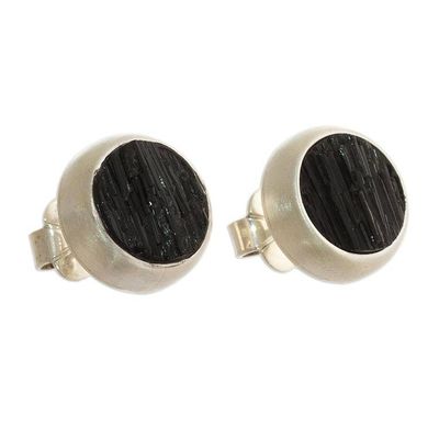 Alternate image for Natural Black Tourmaline Earrings Elegant Black