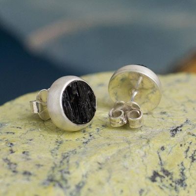 Alternate image for Natural Black Tourmaline Earrings Elegant Black