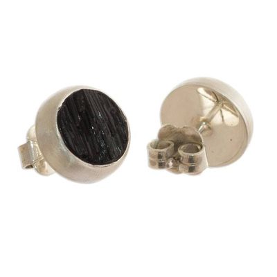 Alternate image for Natural Black Tourmaline Earrings Elegant Black