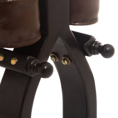 Alternate image for Unique Colonial Leather Wood Ottoman Stool Colonial Wreath