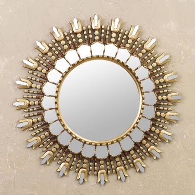Alternate image for Artisan Crafted Wood Wall Mirror from Peru Elegant Rays