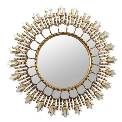 Alternate image for Artisan Crafted Wood Wall Mirror from Peru Elegant Rays