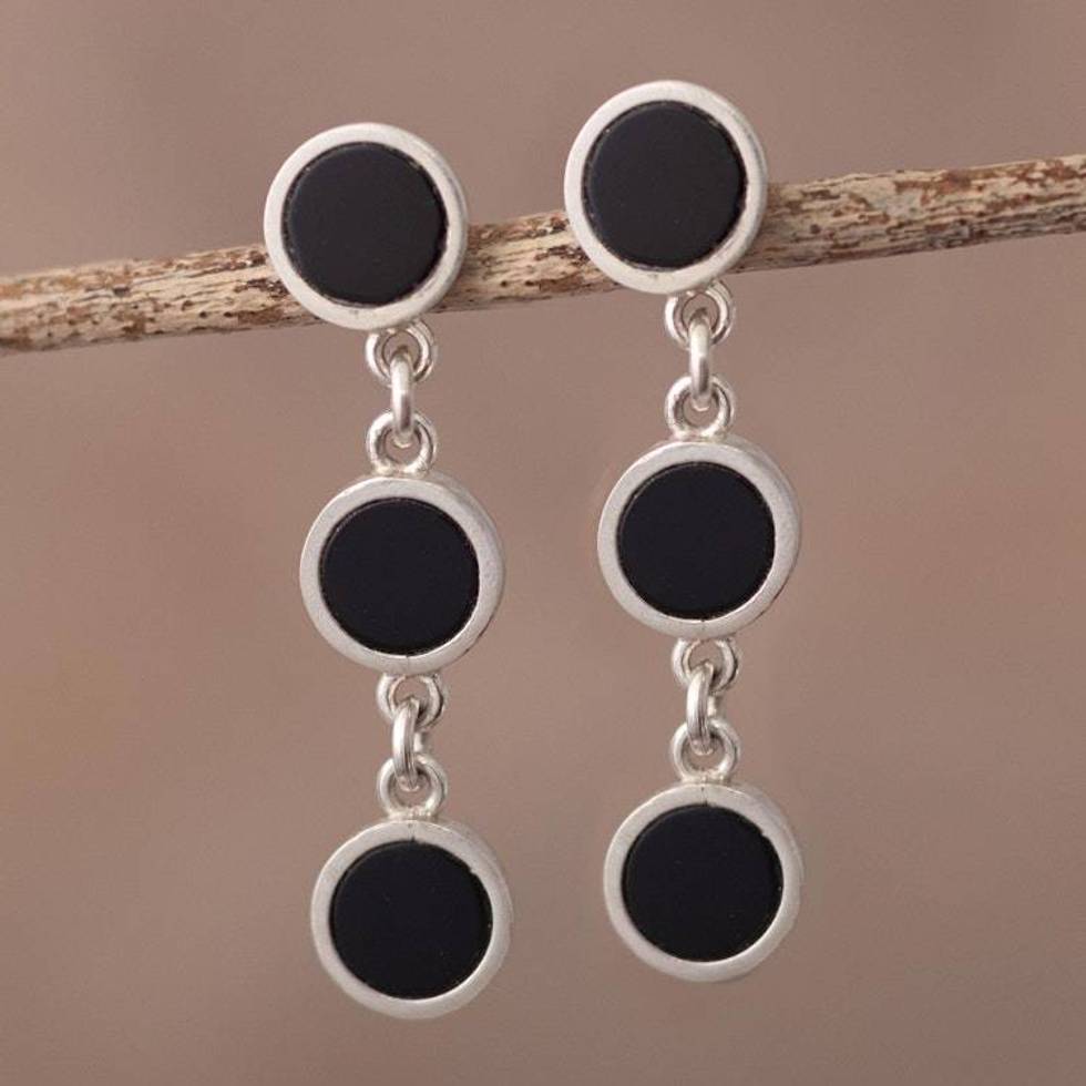 Sterling and Onyx Earrings 'Midnight Soiree'