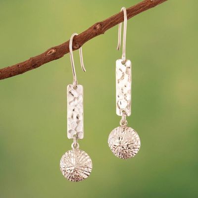 Primary image for Modern Sterling Silver Dangle Earrings with Hammered Details Joyful Sparks