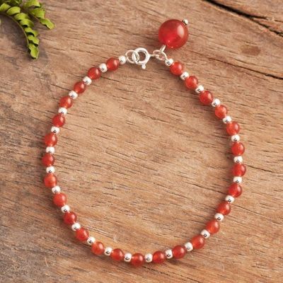 Alternate image for Carnelian Beaded Bracelet Crafted in Peru Magical Gleam