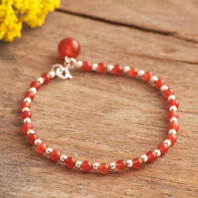 Alternate image for Carnelian Beaded Bracelet Crafted in Peru Magical Gleam