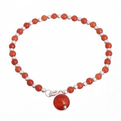 Alternate image for Carnelian Beaded Bracelet Crafted in Peru Magical Gleam