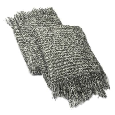 Alternate image for Hand Woven Grey Boucle Alpaca Blend Throw from Peru Cozy Grey