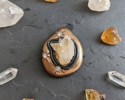 Alternate image for Quartz Crystal Cluster Polymer Clay Pendant
