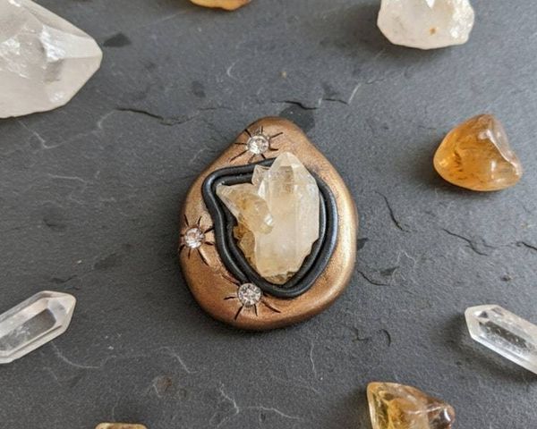 Alternate image for Quartz Crystal Cluster Polymer Clay Pendant