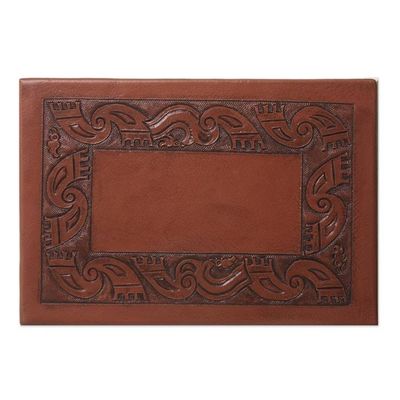 Alternate image for Hand Crafted Wood and Leather Brown Accent Table Inca
