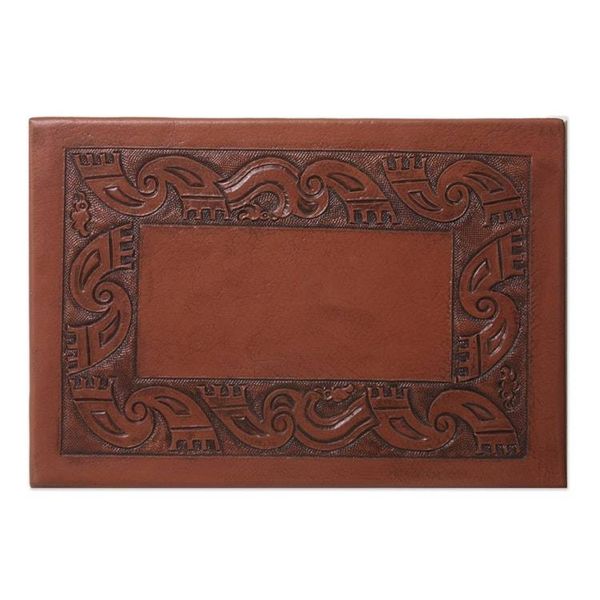 Alternate image for Hand Crafted Wood and Leather Brown Accent Table Inca
