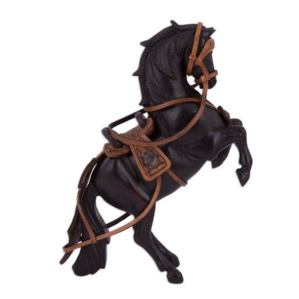 Alternate image for Handcrafted Mahogany and Leather Horse Sculpture from Peru Indomitable Horse