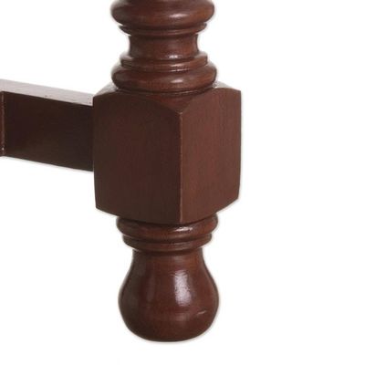 Alternate image for Hand Crafted Wood and Leather Brown Accent Table Inca