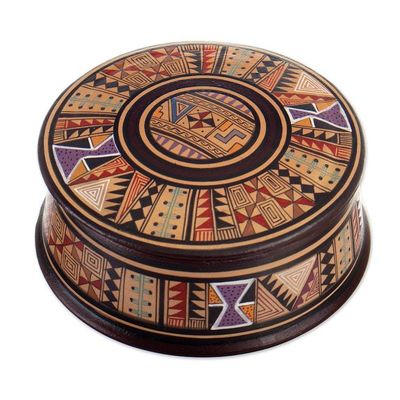 Alternate image for Hand-Painted Ceramic Decorative Box with Inca Motifs Warmi
