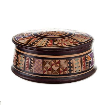 Alternate image for Hand-Painted Ceramic Decorative Box with Inca Motifs Warmi