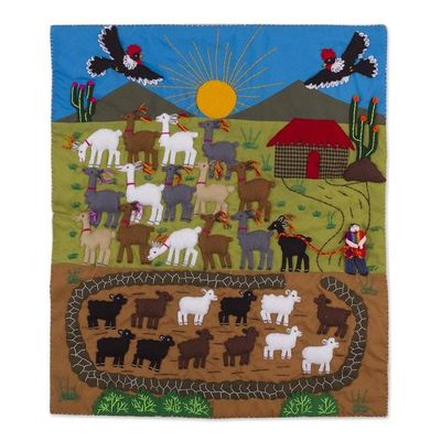 Alternate image for Artisan Crafted Peruvian Applique Wall Hanging Andean Enchantment