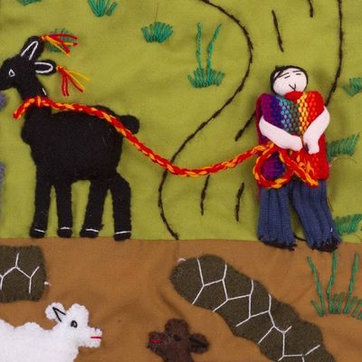 Alternate image for Artisan Crafted Peruvian Applique Wall Hanging Andean Enchantment
