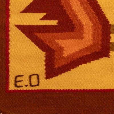 Alternate image for Cultural Inca-Themed Warm-Toned Wool Tapestry from Peru The Flying Man