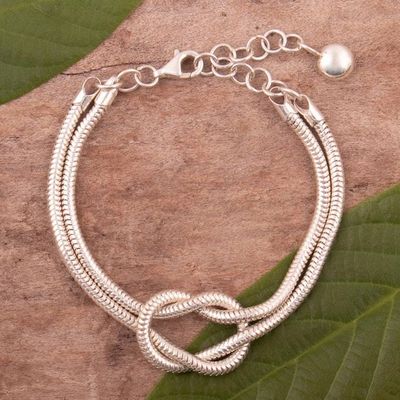 Alternate image for Unisex Sterling Silver Infinity Knot Wristband Bracelet Infinity Knot Style