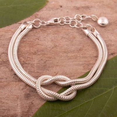 Alternate image for Unisex Sterling Silver Infinity Knot Wristband Bracelet Infinity Knot Style