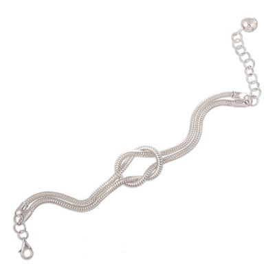 Alternate image for Unisex Sterling Silver Infinity Knot Wristband Bracelet Infinity Knot Style