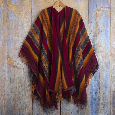 Primary image for Colorful Backstrap Handwoven Alpaca Ruana Cape Sacred Valley Heritage